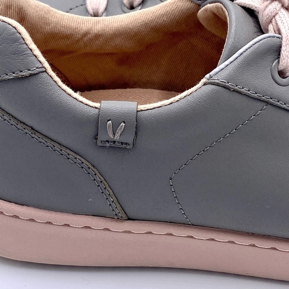 Vionic Mable Leather Lace Up Sneakers Grey Pink‎ sz 9 - Picture 14 of 16